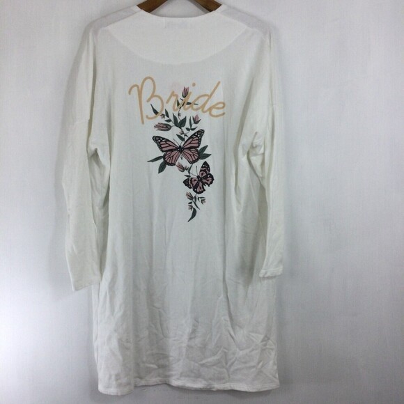 Wildfox Womens Bride Butterflies Make Up Lounge Open Front Robe White Sz Small - Picture 7 of 8